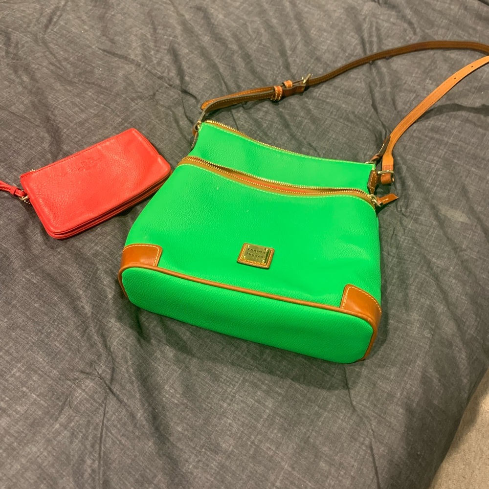 Dooney & Bourke Vibrant Green and Brown Crossbody Bag